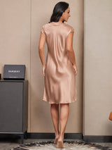 [Tuscany] SilkSilky-UK Cap Sleeve V Neck Nightdress 002