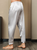 [Gray] SilkSilky-UK Pure Silk Mens Sleep Bottoms 006,