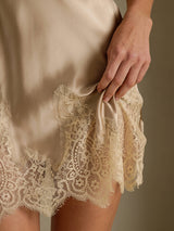 [Champagne] SilkSilky-UK Spaghetti Strap V Neck Nightdress 006