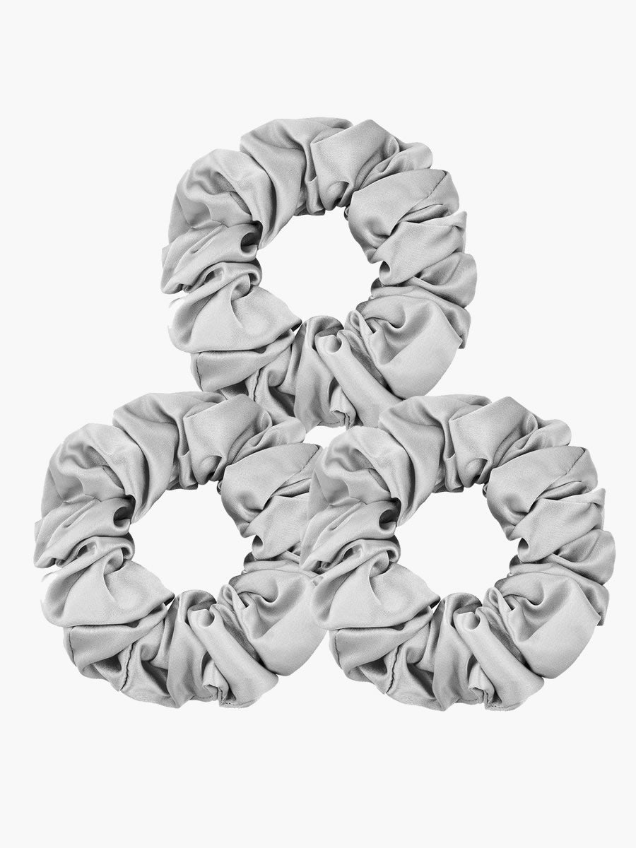 SilkSilky-UK 19Momme Pure Silk Scrunchie Silver 002