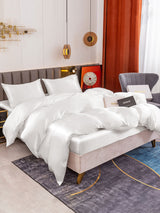 [White] SilkSilky-UK 19Momme Pure Silk Bedding Set 003
