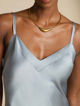 [Grayish Blue] SilkSilky-UK Spaghetti Strap V Neck Dress 006
