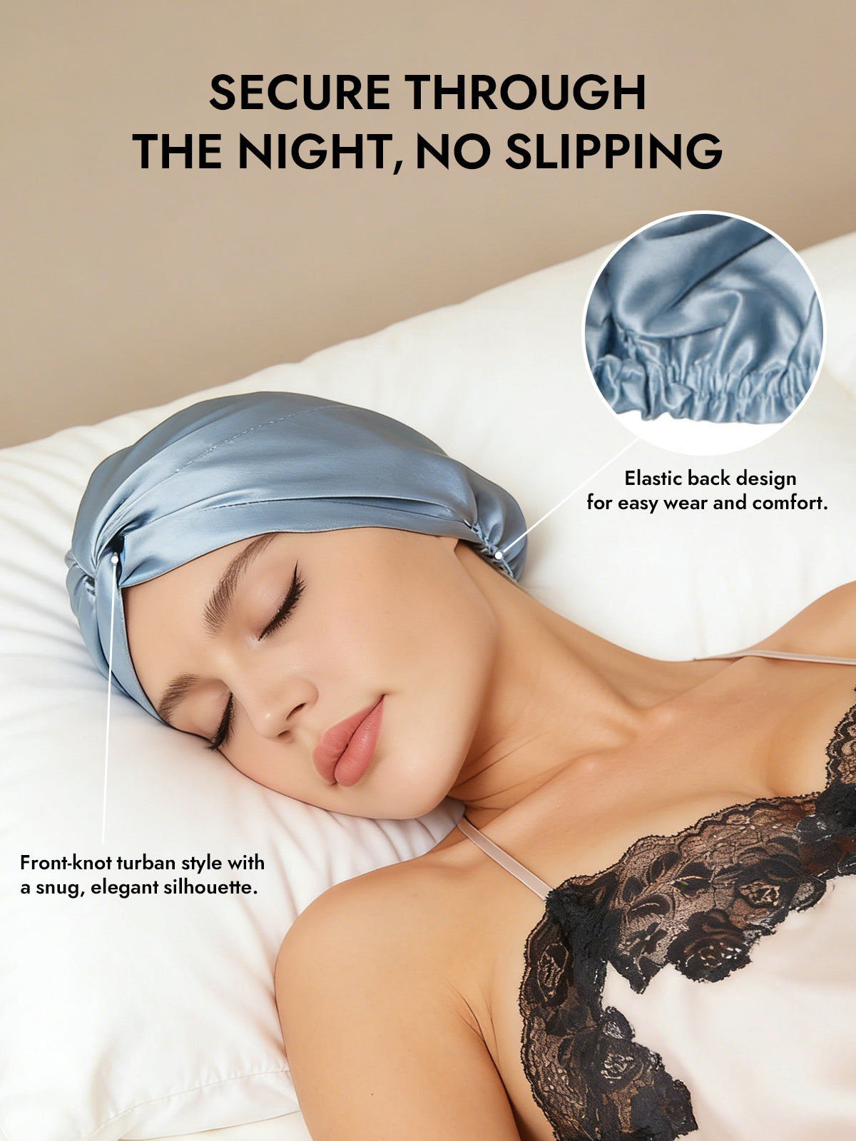 [Steel Blue] SilkSilky-UK Pure Silk Sleep Cap 005