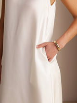 [White] SilkSilky-UK Sleeveless Crew Neck Dress 005