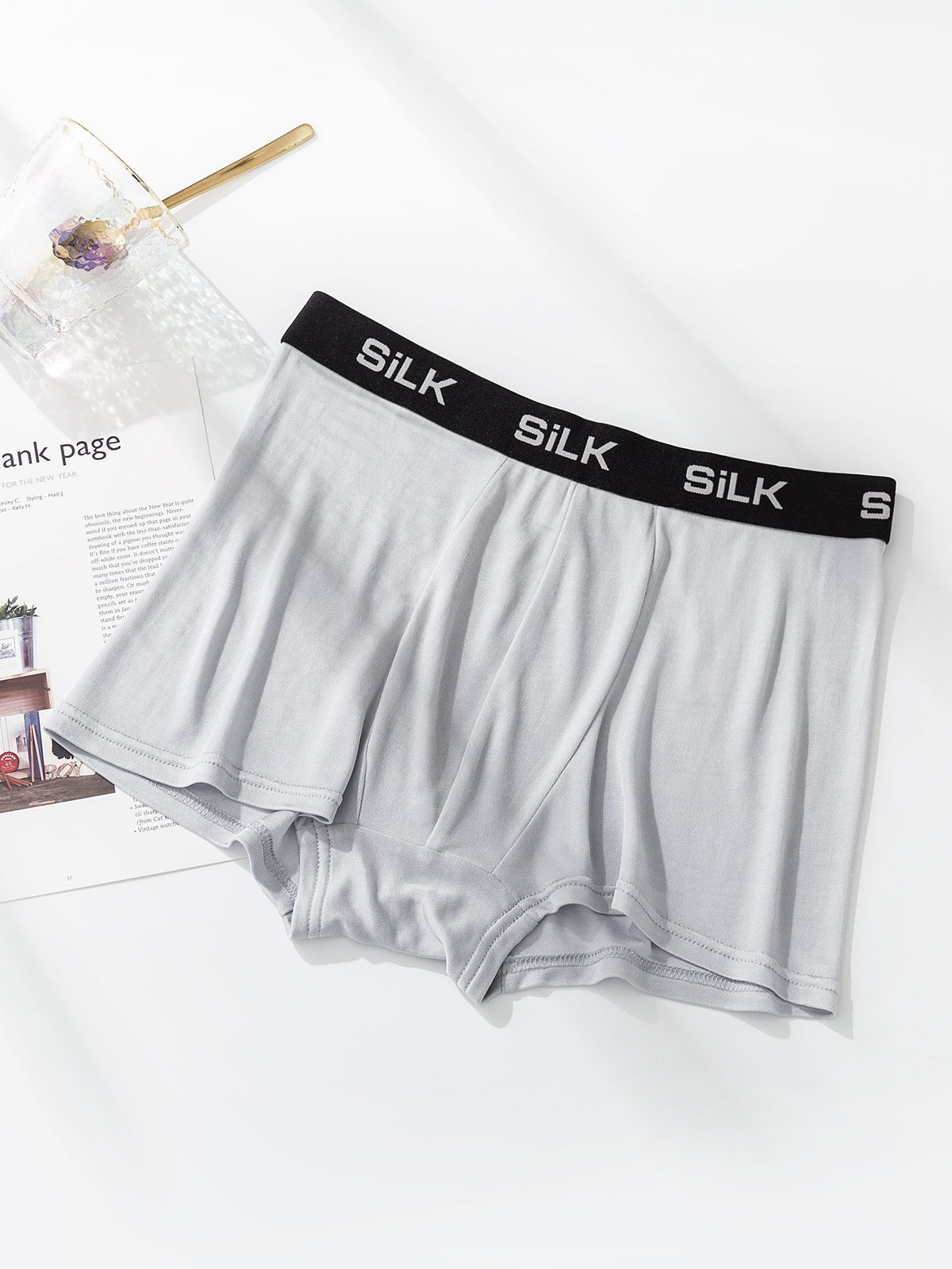 [Gray] SilkSilky-UK Pure Silk Mens Underwear 003
