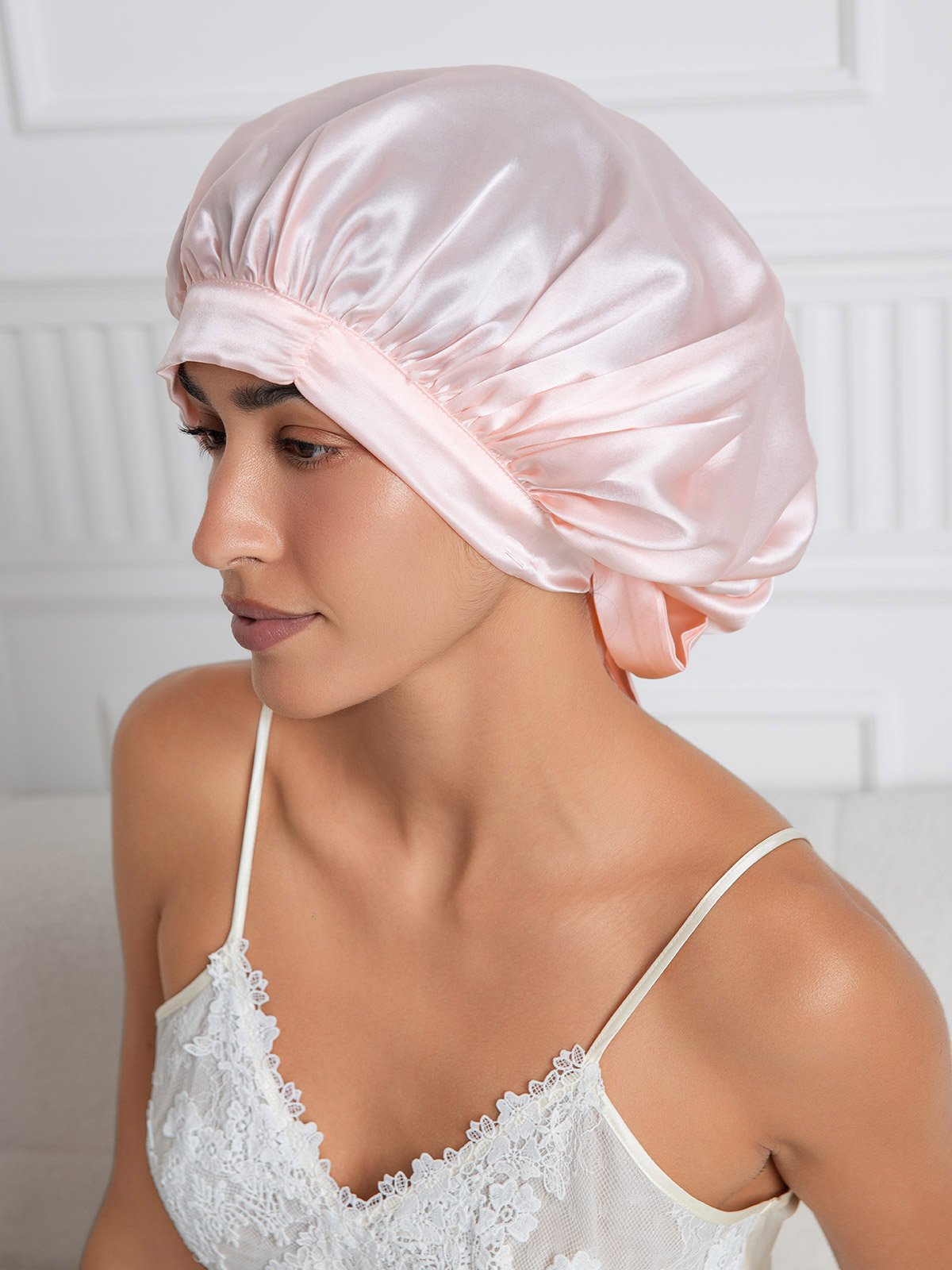 SilkSilky-UK Pure Silk Sleep Cap LightPink 002