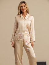 [Champagne] SilkSilky-UK Long Sleeve Lapel Collar Women's Pyjamas 004