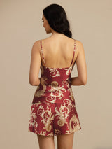 [Wine Dragon] SilkSilky-UK Spaghetti Strap V Neck Camisole Set 002
