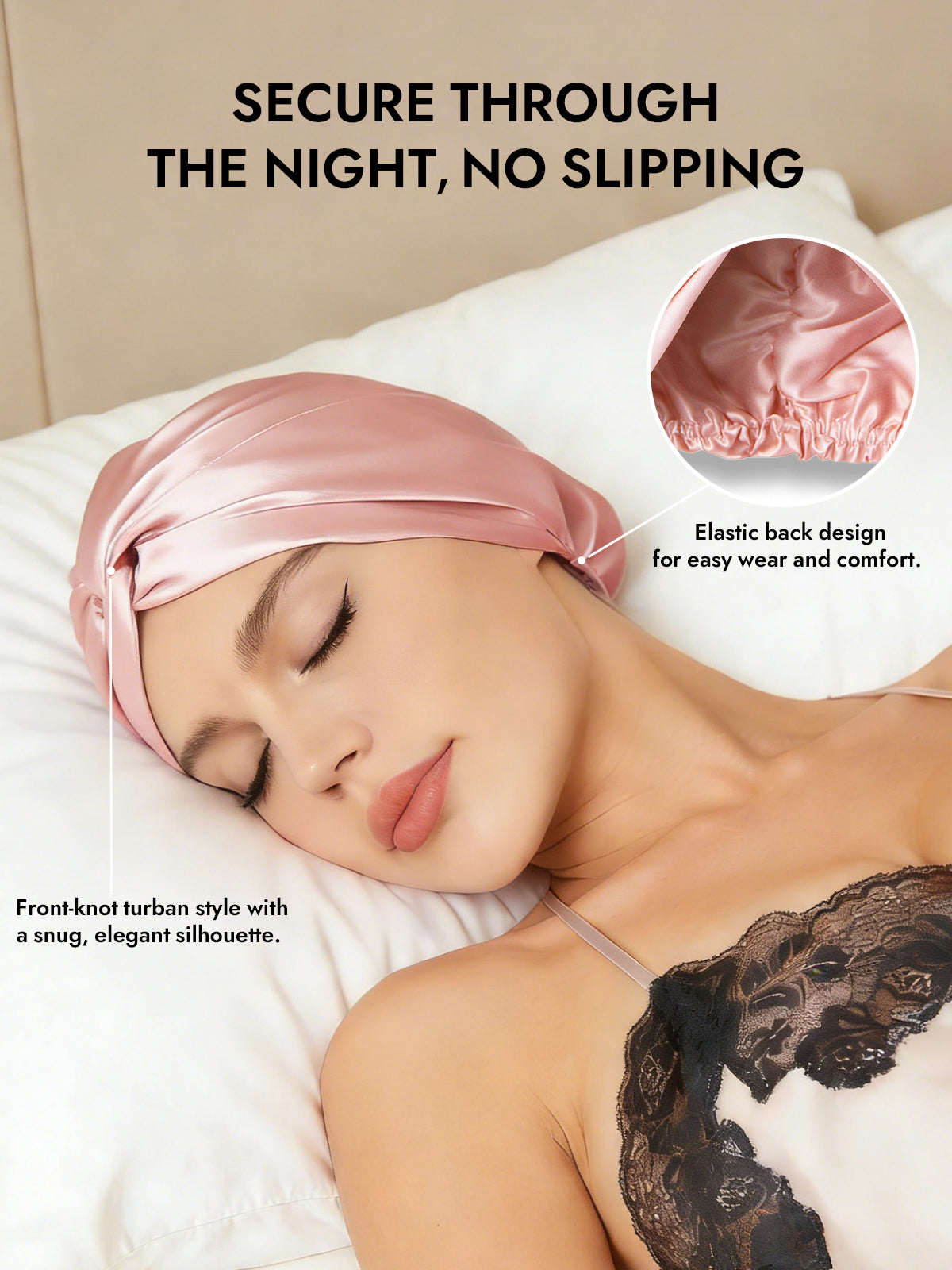 [Pink] SilkSilky-UK Pure Silk Sleep Cap 005