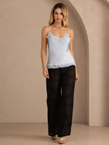 [Grayish Blue] SilkSilky-UK Spaghetti Strap V Neck Camisole 007