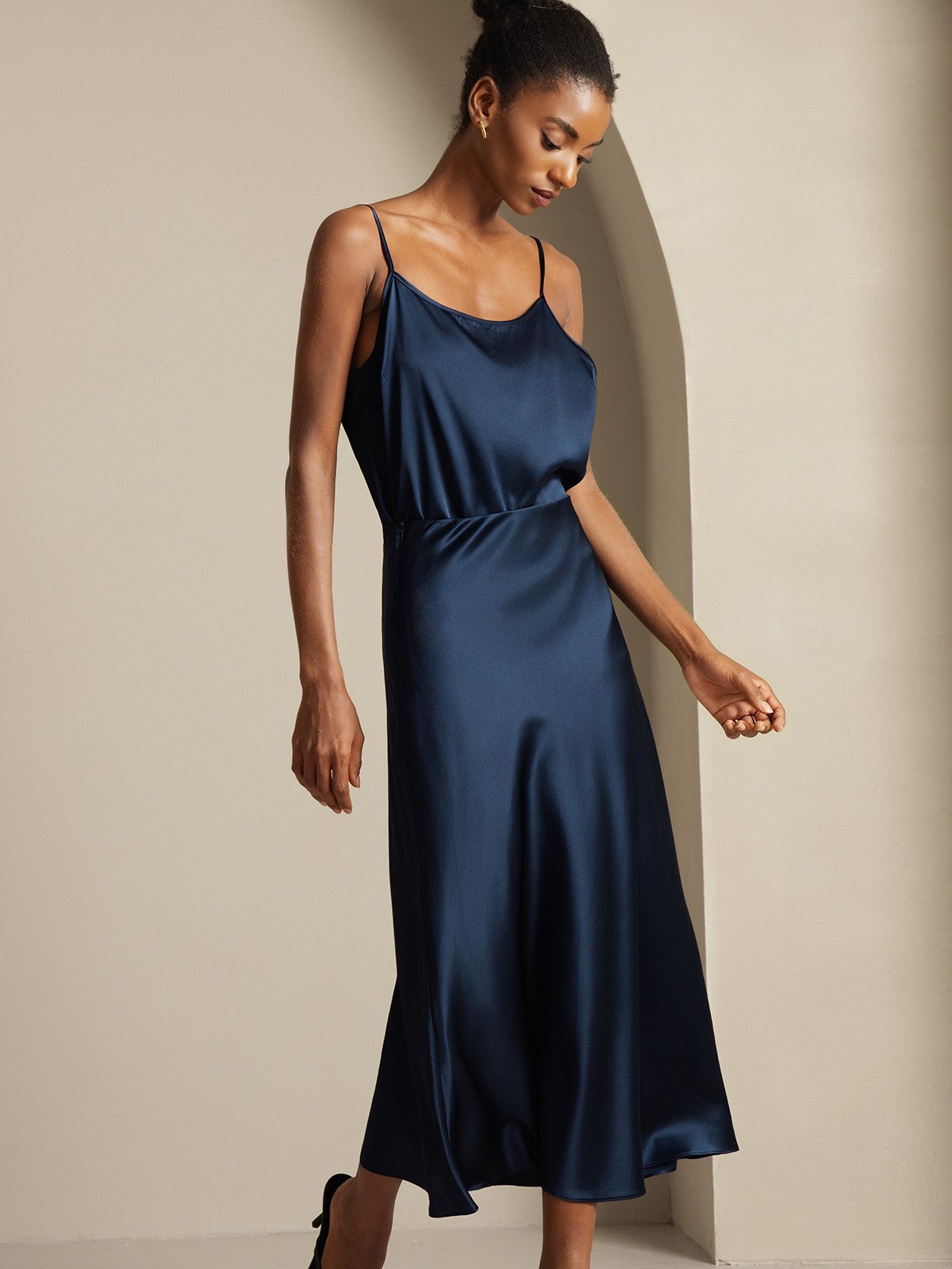 [Dark Blue] SilkSilky-UK 19Momme Pure Silk Womens Outfit Sets 006,