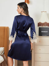 [Dark Blue] SilkSilky-UK Pure Silk Sleeveless V Neck Nightdress 008