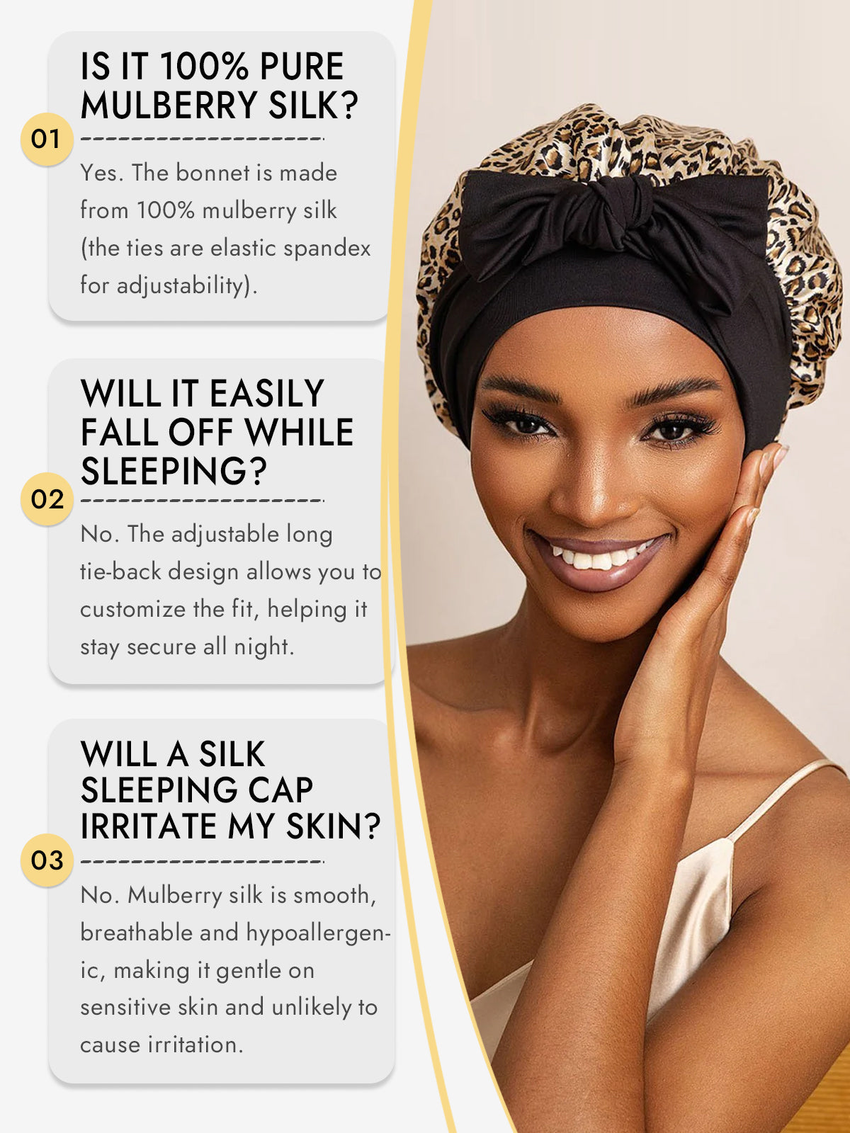 [Leopard] SilkSilky-UK Pure Silk Sleep Cap 006