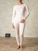 [Light Pink] SilkSilky-UK Long Sleeve Round Neck Women's Long Johns 005