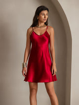 [Wine] SilkSilky-UK Spaghetti Strap V Neck Dress 001