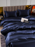 SilkSilky UK 22Momme Pure Silk Bedding Set DarkBlue 004