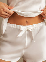 [White] SilkSilky-UK Spaghetti Strap V Neck Camisole Set 007