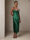 SilkSilky-UK Pure Silk Sleeveless Round Neck Dress Green 006