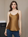 SilkSilky-UK Pure Silk Sleeveless V Neck Camisole Coffee 006