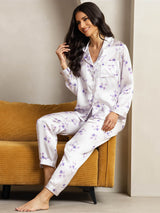 [Lilac Bloom] SilkSilky-UK Pure Silk Notch Collar Women's Pyjamas 004,