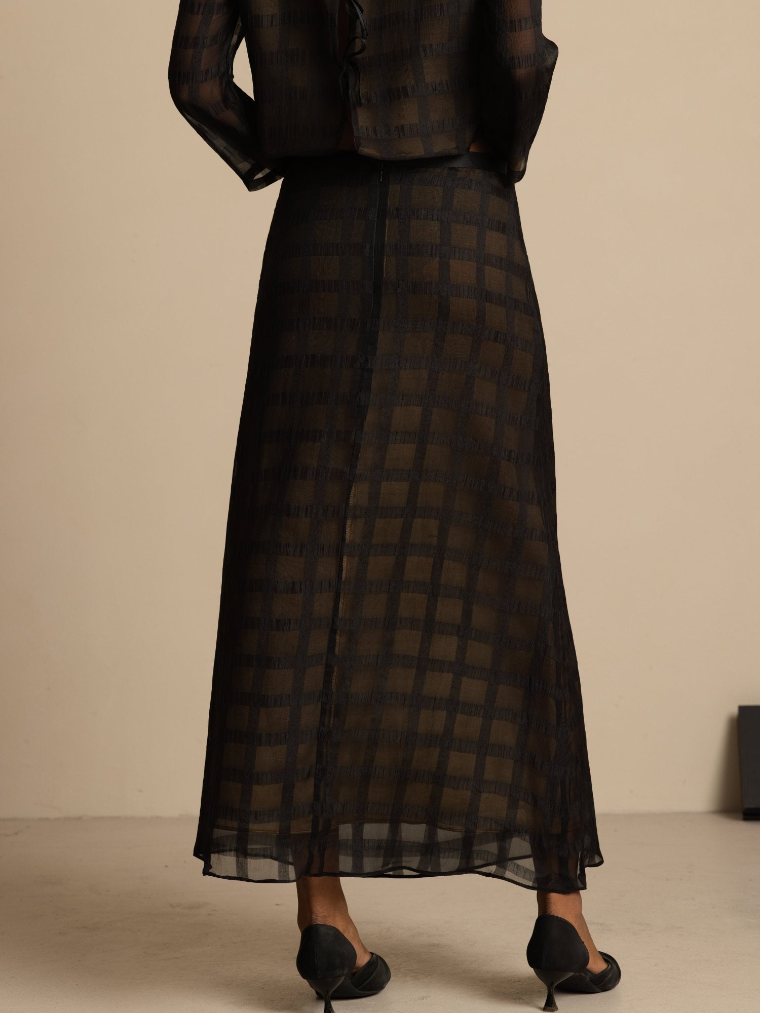 [Black] SilkSilky-UK Pure Silk Skirt 002