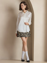 [White] SilkSilky-UK Long Sleeve Lapel Collar Women's Shirt 006