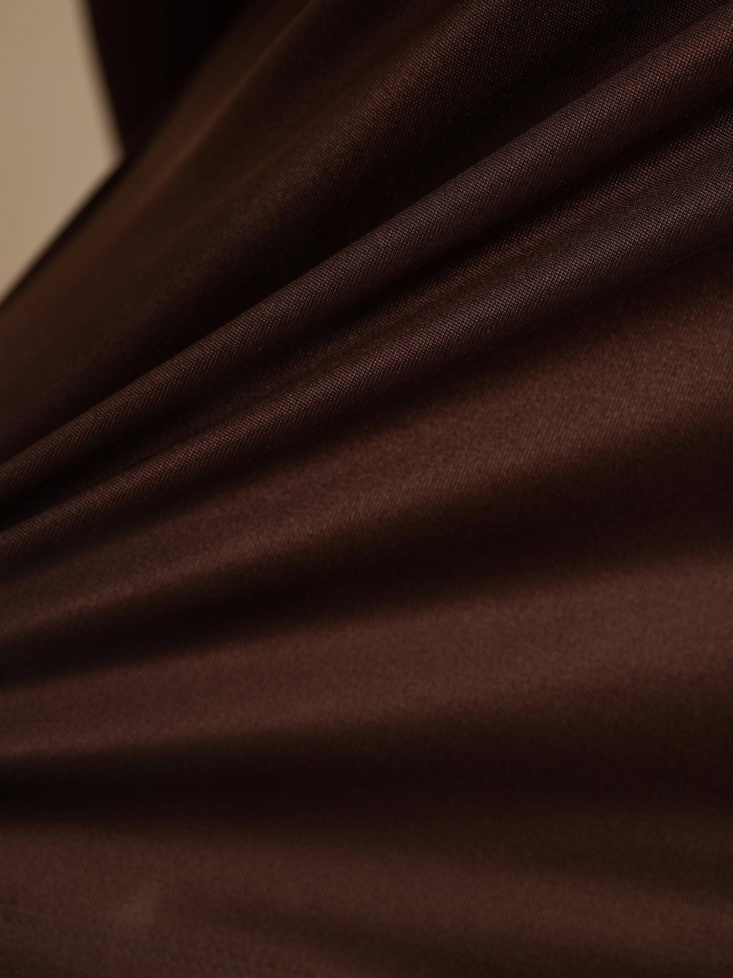 [Coffee] SilkSilky-UK 100% Silk Jersey Long Sleeve Crew Neck Women's T-Shirt 005