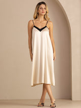 [Brown Rice] SilkSilky-UK Spaghetti Strap V Neck Dress 006