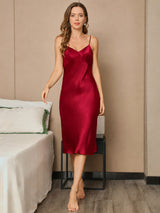 [Wine] SilkSilky-UK Spaghetti Strap V Neck Dress 005