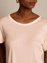 [Light Pink] SilkSilky-UK 100% Silk Jersey Short Sleeve Round Neck Women's T-Shirt 004