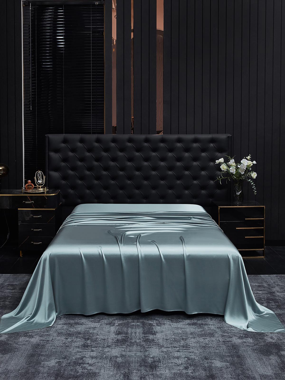 [Grayish Blue] SilkSilky-UK 22Momme Pure Silk Sheet 001