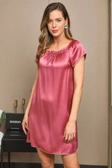 [Pale Mauve] SilkSilky-UK Cap Sleeve Square Neck Nightdress 006
