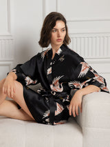 [Black] SilkSilky-UK 3/4 Sleeve Women's Dressing Gown 004