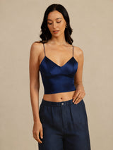 [Dark Blue] SilkSilky-UK Spaghetti Strap V Neck Camisole 005