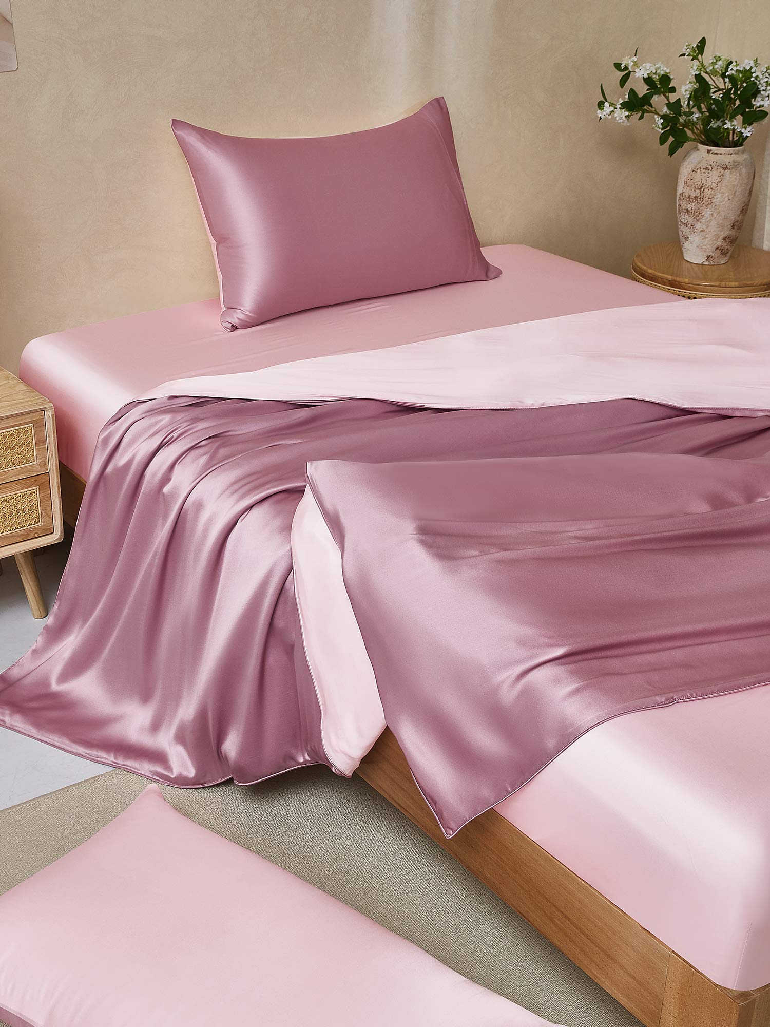 [PaleMauve+LightPink] SilkSilky-UK 22Momme Pure Silk Bedding Set 001,