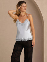 [Grayish Blue] SilkSilky-UK Spaghetti Strap V Neck Camisole 001