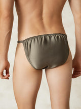[Olive Green] SilkSilky-UK Pure Silk Men's Underwear 002