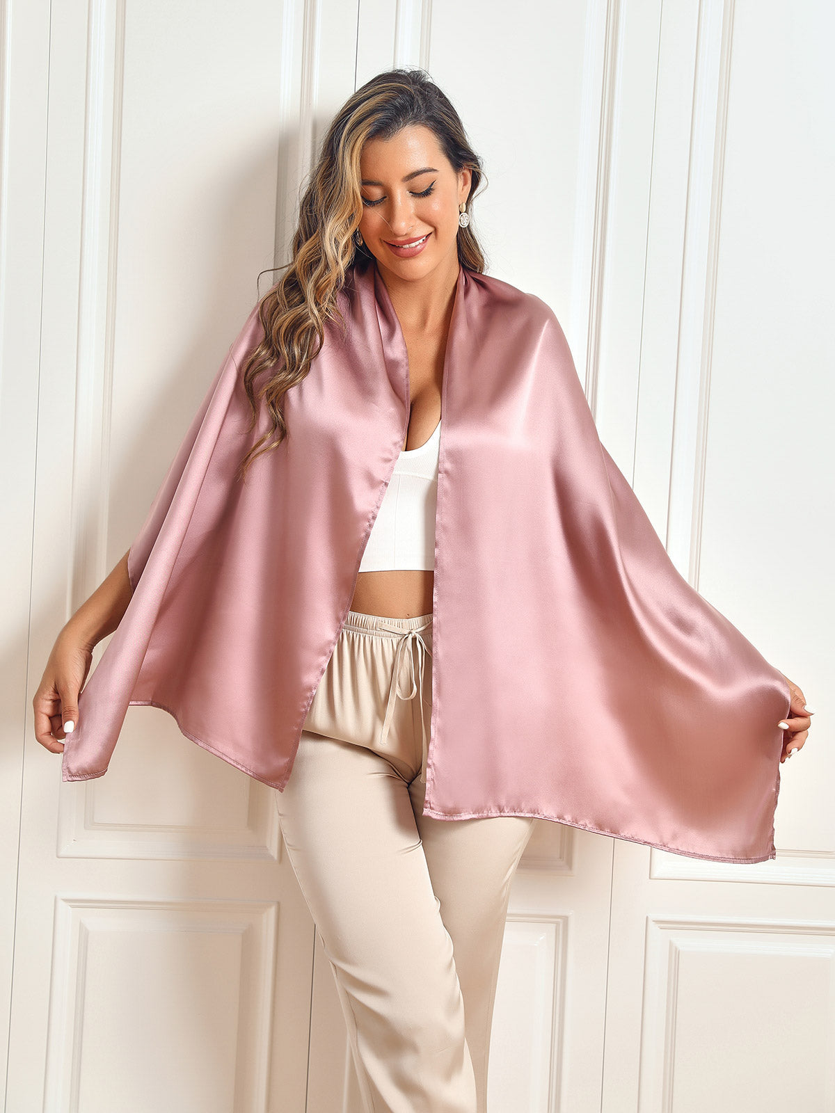 SilkSilky-UK Pure Silk Scarf PaleMauve 001
