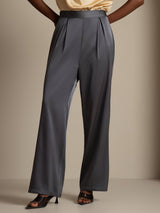 [Dark Gray] SilkSilky-UK 19Momme Stretch Silk Charmeuse Women's Pants 001