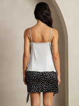 [Silver] SilkSilky-UK Spaghetti Strap Cowl Neck Camisole 002