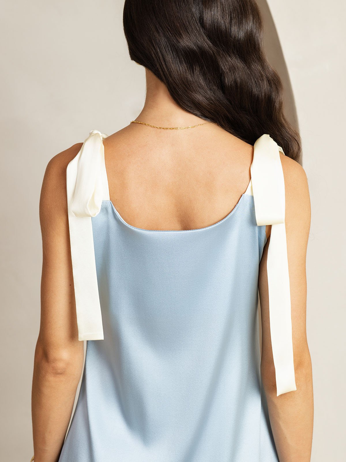 [Grayish Blue] SilkSilky-UK 19Momme Silk Square Neck Dress 006