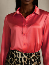 [Imperial Red] SilkSilky-UK Long Sleeve Lapel Collar Women's Shirt 009