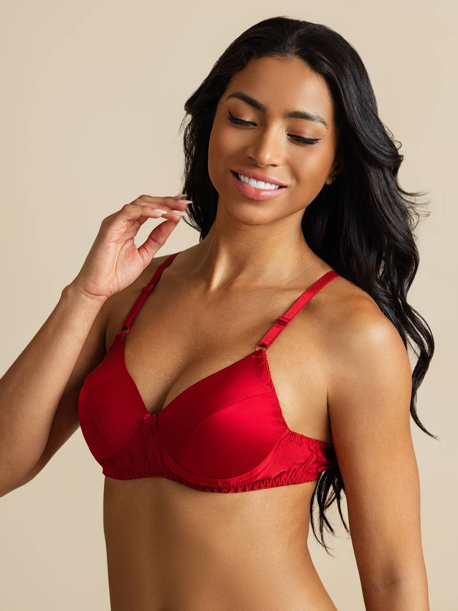 [Red] SilkSilky-UK Pure Silk Bra 008,