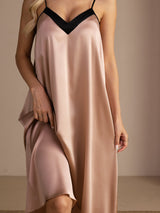 [Tuscany] SilkSilky-UK Spaghetti Strap V Neck Nightdress 007