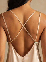 [Light Pink] SilkSilky-UK Spaghetti Strap V Neck Nightdress 005