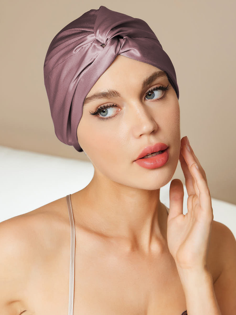 [Pale Mauve] SilkSilky-UK Pure Silk Sleep Cap 001