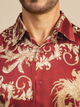 [Wine Dragon] SilkSilky-UK Long Sleeve Lapel Collar Men's Shirt 005