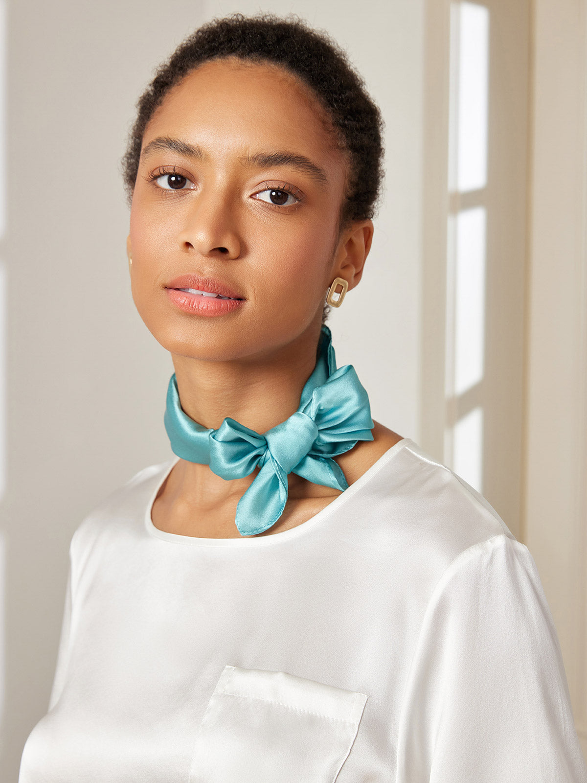 [Teal] SilkSilky-UK Pure Silk Scarf 005