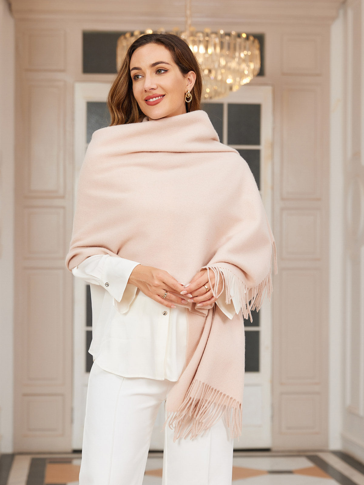 [Beige] SilkSilky-UK Wool Scarf 003