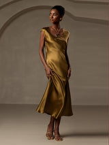 [Brown] SilkSilky-UK Cap Sleeve Dress 006